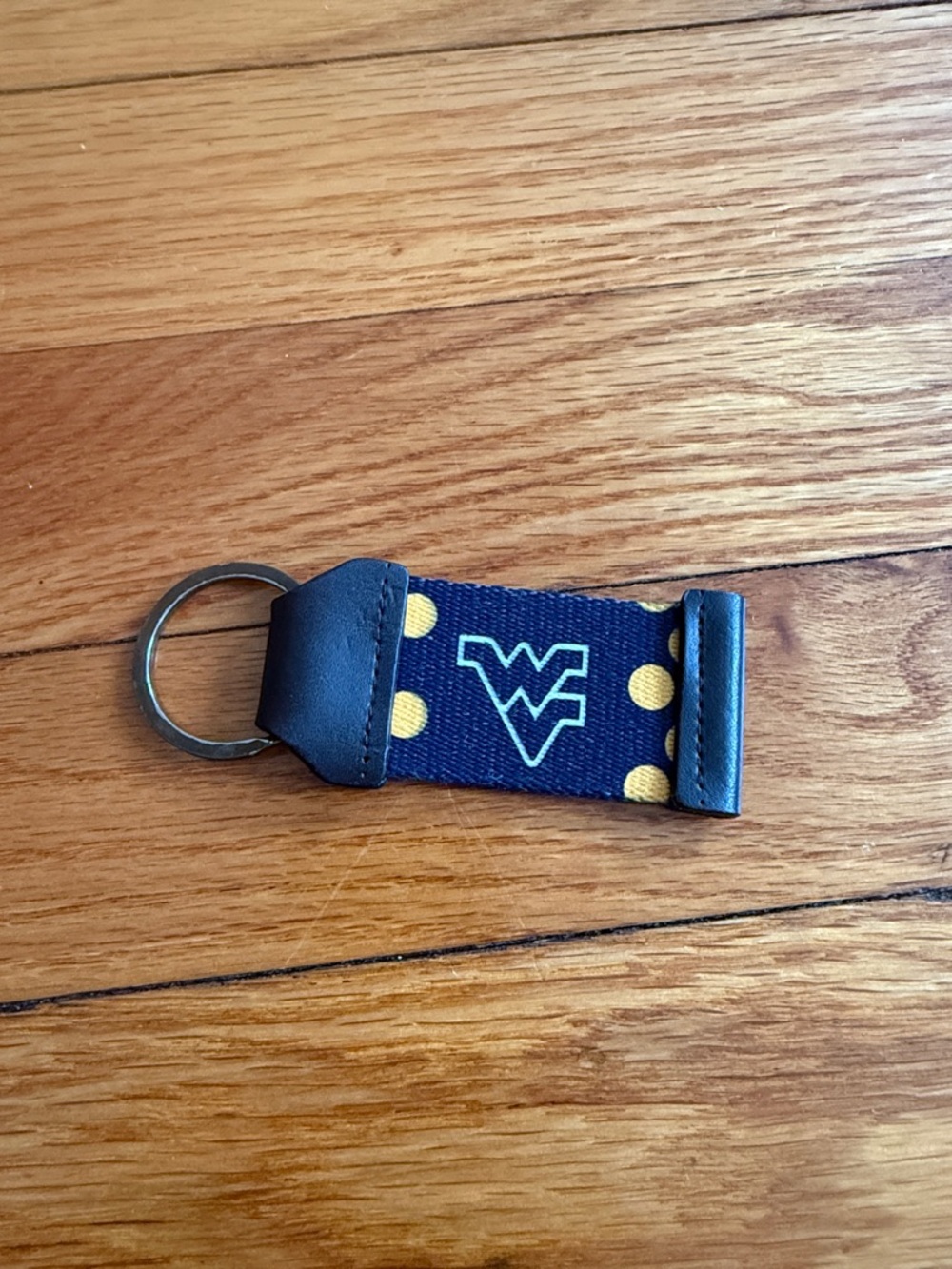 Plaid Navy & Yellow WV Logo Keychain Wristlet